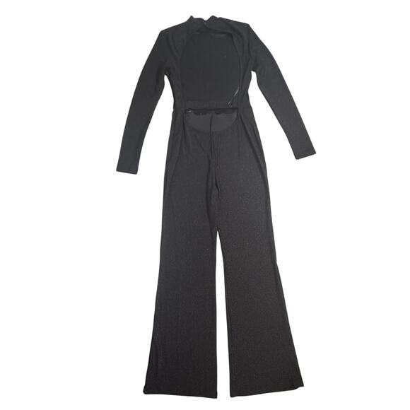 Superdown Nissa Open Back Sheer Black Shimmer Jumpsuit Size M - Picture 3 of 7